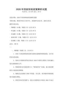 2026年国家财政政策解析试题