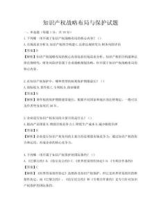 知識產權戰略布局與保護試題