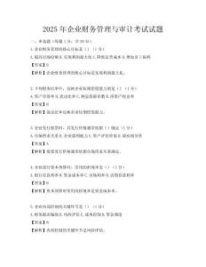 2025年企業財務管理與審計考試試題