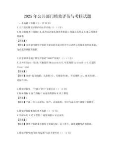 2025年公共部門績效評估與考核試題