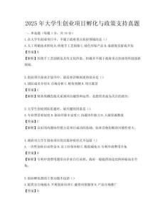 2025年大学生创业项目孵化与政策支持真题