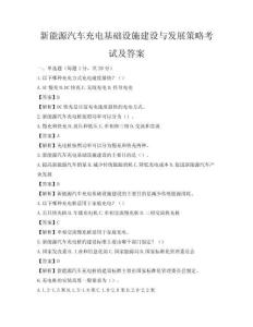 新能源汽車充電基礎(chǔ)設(shè)施建設(shè)與發(fā)展策略考試及答案