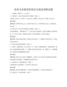 农村义务教育阶段语文阅读理解试题