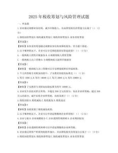 2025年税收筹划与风险管理试题