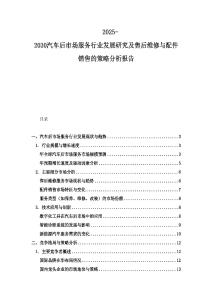 2025-2030汽車后市場(chǎng)服務(wù)行業(yè)發(fā)展研究及售后維修與配件銷售的策略分析報(bào)告