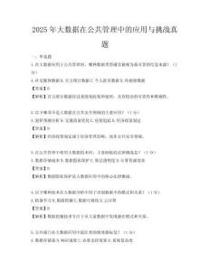 2025年大数据在公共管理中的应用与挑战真题