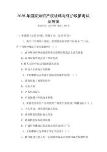 2025年國家知識產(chǎn)權(quán)戰(zhàn)略與保護(hù)政策考試及答案