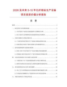 2026及未来5-10年化纤棕丝生产设备项目投资价值分析报告
