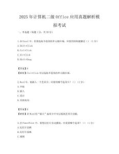 2025年計(jì)算機(jī)二級(jí)Office應(yīng)用真題解析模擬考試