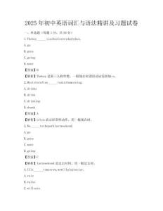 2025年初中英語詞匯與語法精講及習題試卷
