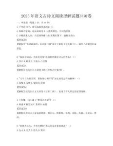 2025年語文古詩文閱讀理解試題沖刺卷
