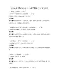 2026年數(shù)據(jù)挖掘與知識發(fā)現(xiàn)考試及答案