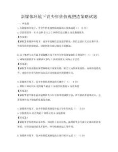 新媒體環境下青少年價值觀塑造策略試題