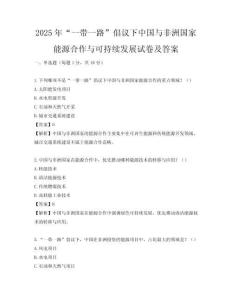 2025年“一帶一路”倡議下中國與非洲國家能源合作與可持續發展試卷及答案