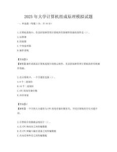 2025年大學計算機組成原理模擬試題