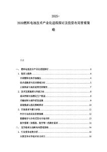 2025-2030燃料電池技術產業化進程探討及投資布局管理策略