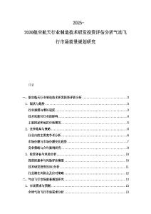 2025-2030航空航天行業制造技術研發投資評估分析氣動飛行市場前景規劃研究