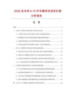 2026及未来5-10年车碟项目投资价值分析报告