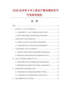 2026及未来5年三表出户配电箱项目可行性研究报告