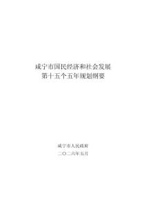 咸宁市国民经济和社会发展第十五个五年规划纲要