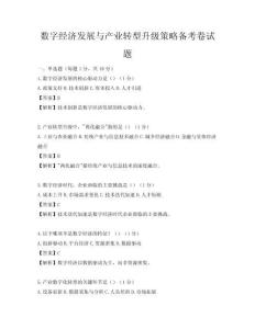 數(shù)字經(jīng)濟發(fā)展與產(chǎn)業(yè)轉(zhuǎn)型升級策略備考卷試題