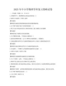 2025年中小學物理學科復習策略試卷