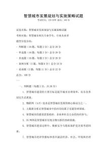 智慧城市發展規劃與實施策略試題