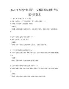 2025年知識產權保護：專利法要點解析考點題庫附答案
