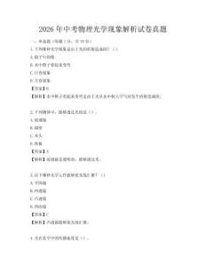 2026年中考物理光學現象解析試卷真題