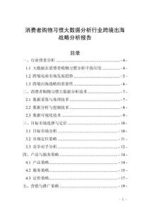 消费者购物习惯大数据分析行业跨境出海战略分析报告