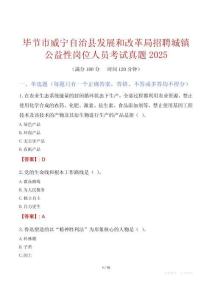 畢節市威寧自治縣發展和改革局招聘城鎮公益性崗位人員考試真題2025