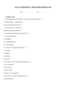 2025年注冊稅務師稅法二稅務籌劃策略與案例分析試卷