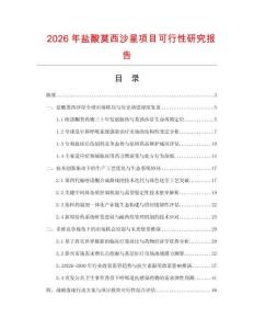 2026年鹽酸莫西沙星項目可行性研究報告