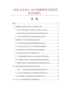 2026及未來5-10年鐵板腳項目投資價值分析報告