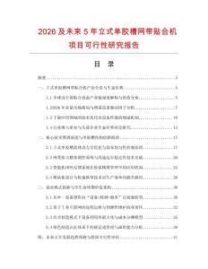 2026及未来5年立式单胶槽网带贴合机项目可行性研究报告