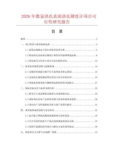 2026年數(shù)顯洛氏表面洛氏硬度計項目可行性研究報告
