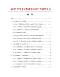 2026年分支分配盒項目可行性研究報告