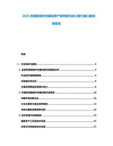 2025药用玻璃中性硼硅管产能爬坡与进口替代窗口期测算报告