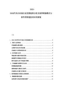 2025-2030汽車后市場行業發展趨勢分析及保養維修模式與部件再制造技術應用規劃