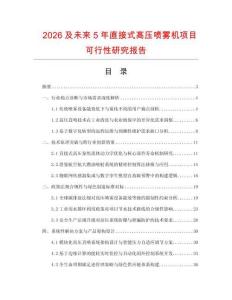 2026及未来5年直接式高压喷雾机项目可行性研究报告