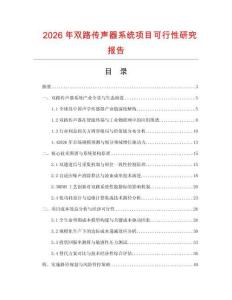 2026年双路传声器系统项目可行性研究报告