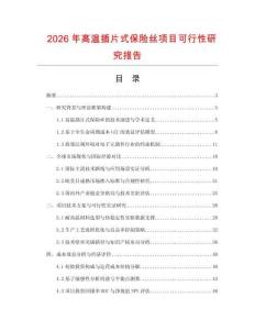 2026年高溫插片式保險絲項目可行性研究報告