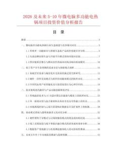 2026及未來5-10年微電腦多功能電熱鍋項目投資價值分析報告