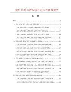 2026年登山背包項(xiàng)目可行性研究報(bào)告