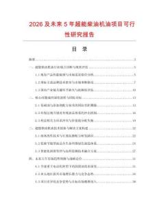 2026及未來5年超能柴油機油項目可行性研究報告