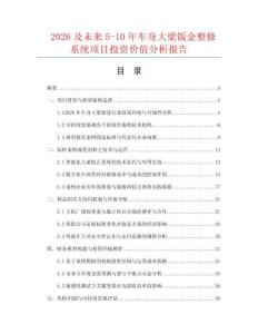 2026及未来5-10年车身大梁钣金整修系统项目投资价值分析报告
