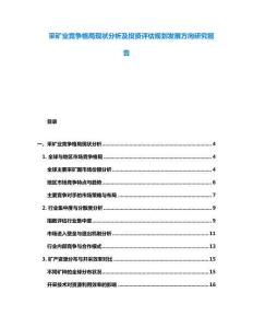 采礦業(yè)競爭格局現(xiàn)狀分析及投資評估規(guī)劃發(fā)展方向研究報告
