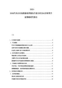 2025-2030汽車后市場維修保養服務升級分析及4S店轉型升級策略研究報告