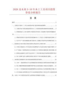 2026及未來5-10年木工工具項(xiàng)目投資價(jià)值分析報(bào)告