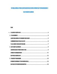 環(huán)境治理技術(shù)前沿研發(fā)政策支持需求調(diào)研及可持續(xù)發(fā)展行動(dòng)方案優(yōu)化規(guī)劃